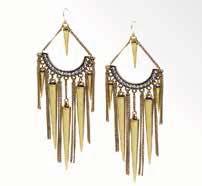 TRIBAL BEAUTY EARRINGS #20023 $94 Matte gold cones and burnished gold fringe sway freely on an arc of Austrian crystals