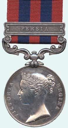 1146 INDIAN GENERAL SERVICE MEDAL, 1854-1895, single clasp, Persia (D. Rennie, Sailmaker s Crew. Assaye, S. F); officially impressed.