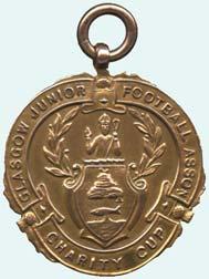 1187 1189 1187 GOLD FOOTBALLING MEDAL, Glasgow Junior Football Association Charity Cup (RU. UP. Parkhead F.C. 1934-35, J.