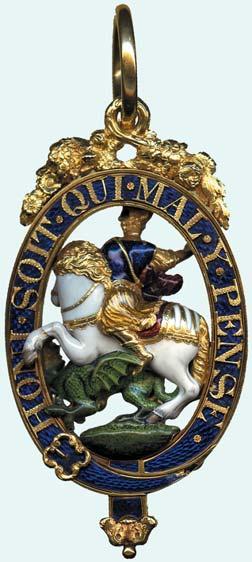 22,000-28,000 1193 THE MOST NOBLE ORDER OF THE GARTER, KG sash badge or Lesser George, in gold and enamels, c.