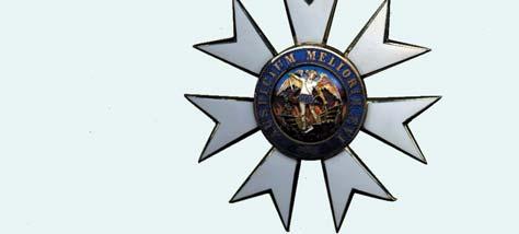 silver-gilt and enamel, and collar badge, a seven-pointed star bearing images of St.