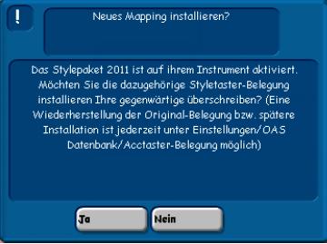 3. Information about the Styles 2011 3.1. Total Presets and Mappings Installing a New Mapping? The New Styles 2011 Package is now activated on your instrument.