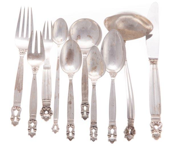 SILVER 488 Stieff Rose sterling serving pieces (24) comprising: 4 serving spoons, 2-pc salad set, 2-pc carving set, berry spoon, cake server, cheese knife, bottle opener, gravy ladle, bon bon spoon,