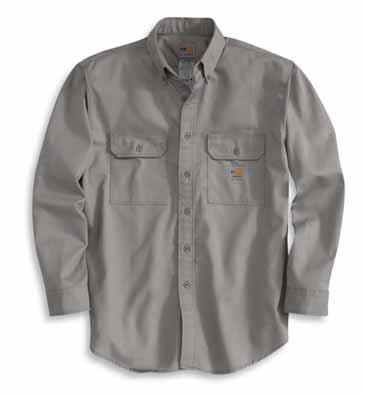 snaps throughout Two chest pockets with rivet reinforcements Adjustable two-snap cuffs with extended plackets Carhartt FR label sewn on left