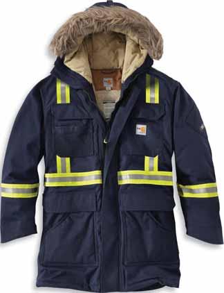 for increased warmth Fully Insulated with 200g 3M Thinsulate Platinum Insulation FR with twill face cloth Insulated stand-up collar Nomex FR inside-waist adjustable draw cord to keep the weather out