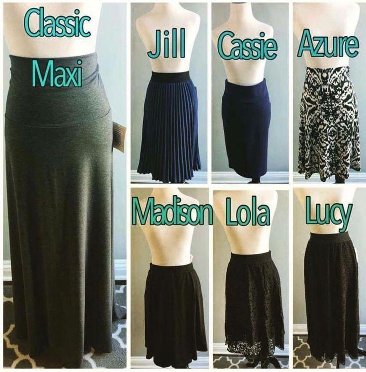 Here is a side by side comparison of the LuLaRoe skirts; Maxi,