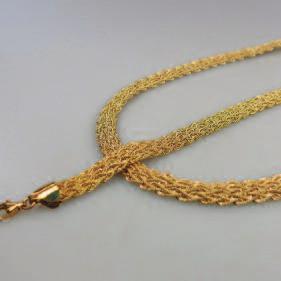 213 10k Yellow Gold Woven Necklace And Bracelet length 16.5 41.9 cm.