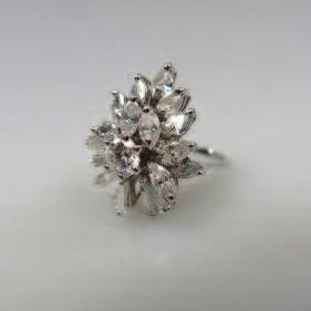 decorated with 30 old mine cut diamonds (approx. 0.90ct.t.w.) and an imitation diamond, size 6 1/2, 7.