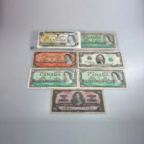 21 Quantity Of Canadian And American Bank Notes including a 1954 Devil s