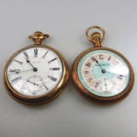 dial; and a Hamilton, #1390228, 21 jewel 992 movement adjusted to 5 positions; both 16 size, in gold-filled cases,