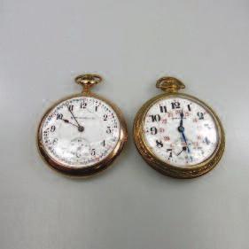 ; black 24 hour dial with sweep second; in a base metal case, working 347 Waltham Railroad Grade Pocket Watch #14000599; 16