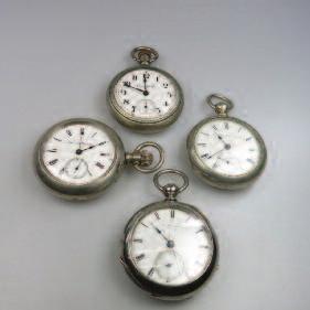 working 361 4 Various Openface Pocket Watches including a keywind Waltham 17 jewel P.S.
