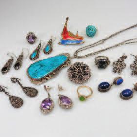 miniatures; a bracelet and pendant set with Delft porcelain; a Russian