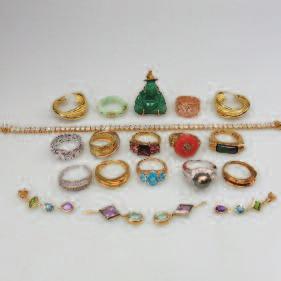 jade, amethyst and synthetic stones, including 2 pairs set with small diamonds,
