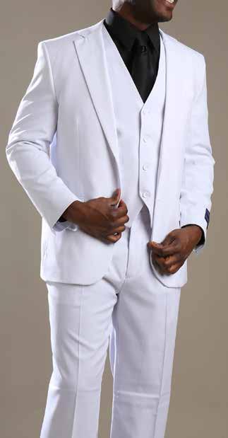 White Heather Grey 3-Piece Suits in Solid-color Poly-Rayon