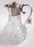 silverplated and cut glass jug with domed lid,