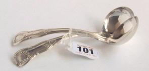 Pair of George IV Irish silver sauce ladles with King's pattern crested