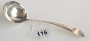 1804, 9 ins long, 67 grams 50-60 117 118 George III Irish silver bright cut sauce ladle with Old