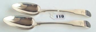 tongs by G Nagle, 1808, 42 grams 40-60 Cork silver dessert spoon with fiddle pattern handle by