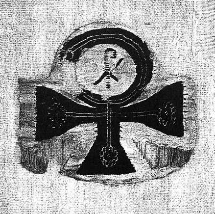 58 m fragment of linen interlaced with wool depicts an ankh, the hieroglyphic character for life 2, on the left and on the right a Constantinian monogram (e.g., a Christogram) with the Alpha and Omega; it is currently kept by the Louvre Museum in Paris, in the Department of Egyptian Antiquities under Inv.