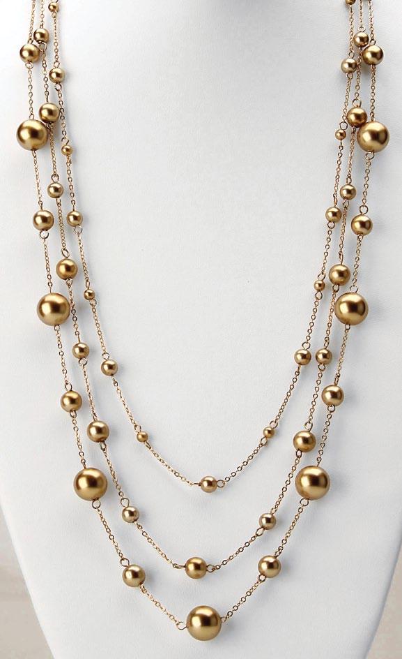 0877 golden globes multi-strand cascade necklace collar de cascada de multi-hilo de oro A superbly elegant multi-strand necklace