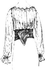overdrapery, straight yoke and tunic, two yards and seveneighths of lace edging sixteen inches wide for the full upper part of the waist and the shorter sleeves, one yard and one-eighth