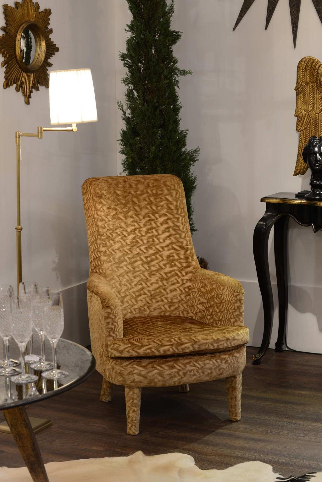F6245 Scarlet Chair with Gold Velvet fabric C1431-13 Clarice Arm Chair Lamp Tumbled Brass (h127 cm)