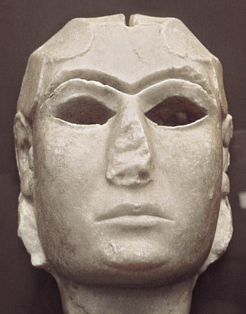 Face of a woman, (known as the Warka Head) Medium: Marble Size: height approx. 8" (20.3 cm) Date: c.