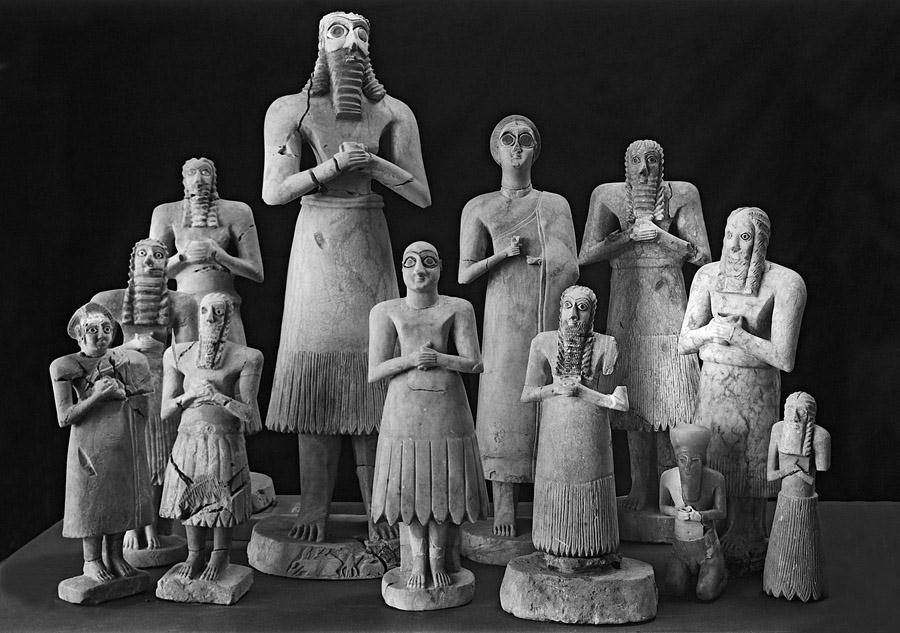 Title: Votive Figures Medium: Limestone, alabaster, and gypsum Size: height of largest figure approx. 30" ( 76.3 cm) Date: c.