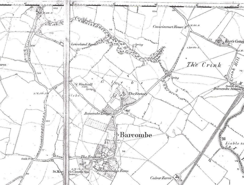 Figure 14: Map of 1873 showing a gravel pit East Sussex Record Office Whereas the OS map 6 first edition which was surveyed between 1873-1875 shows a depression where the quarrying had taken place