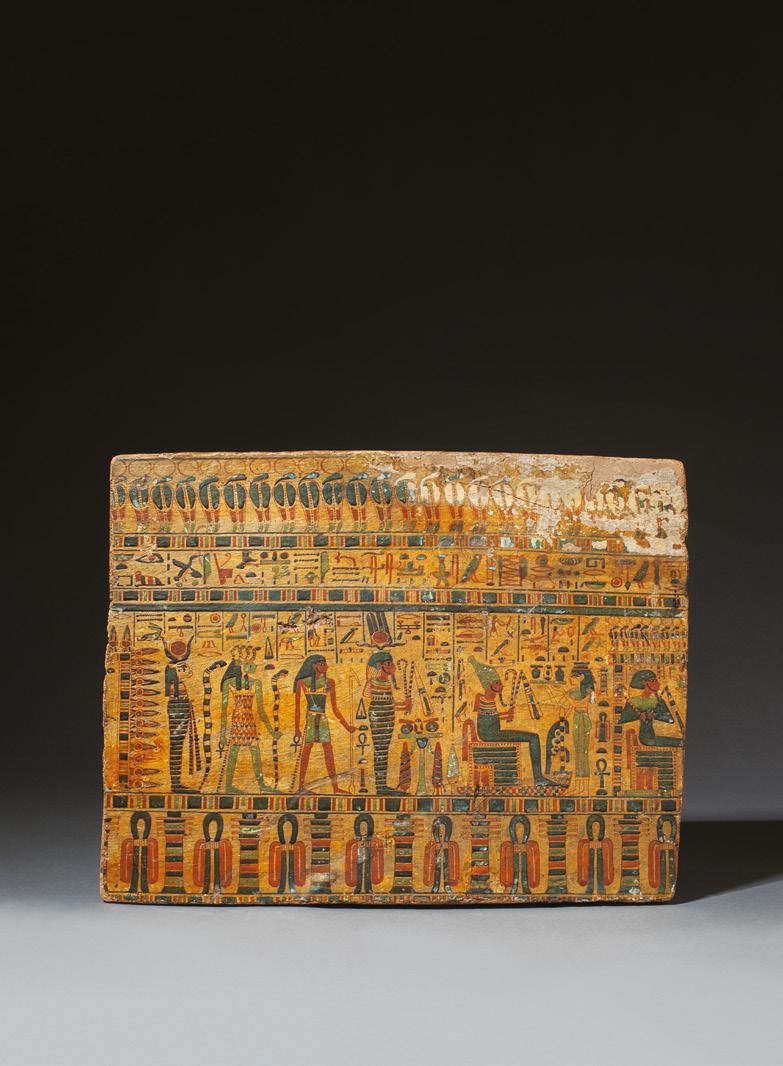 Egyptian sarcophagus panel for Hesimut Third Intermediate Period, 21st-22nd Dynasty, c.1070-750 BC Painted wood Height 26.6cm, width 34.