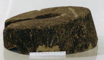 In this case only the upper stone was found, but also a section of another similar top stone and two possible quern fragments. They were assessed by Ruth Shaffrey of Reading University.