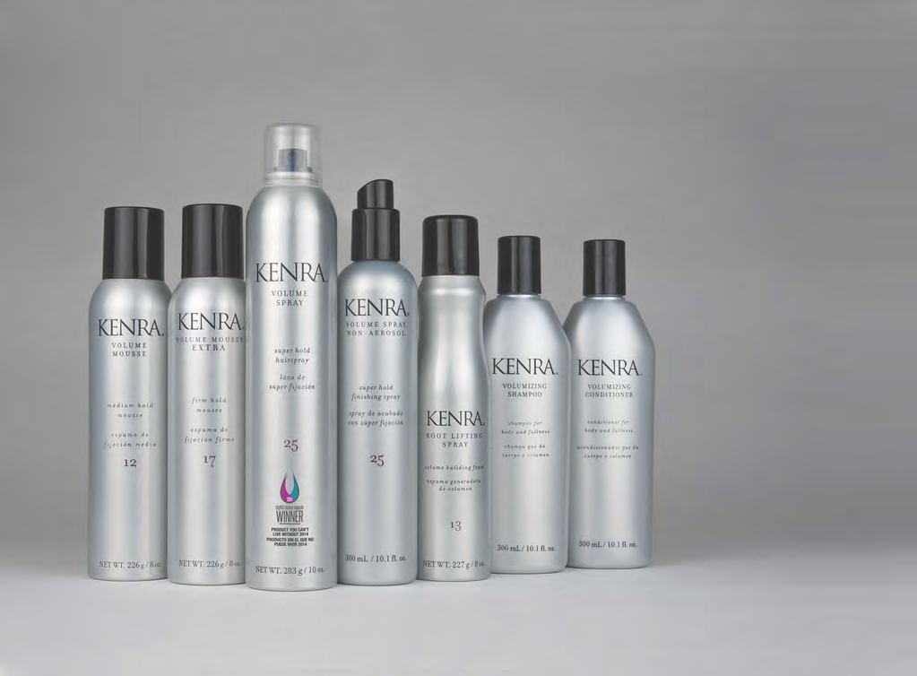 REACH NEW HEIGHTS Led by award-winning and best-selling Volume Spray 25, Kenra volumizing products deliver high-performance and add volume to any style.