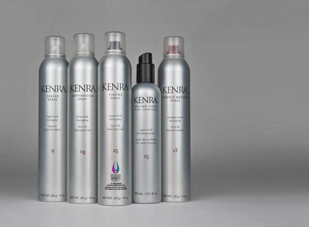 TRUSTED PERFORMANCE Kenra hairsprays offer versatile styling and finishing options for every client and occasion.