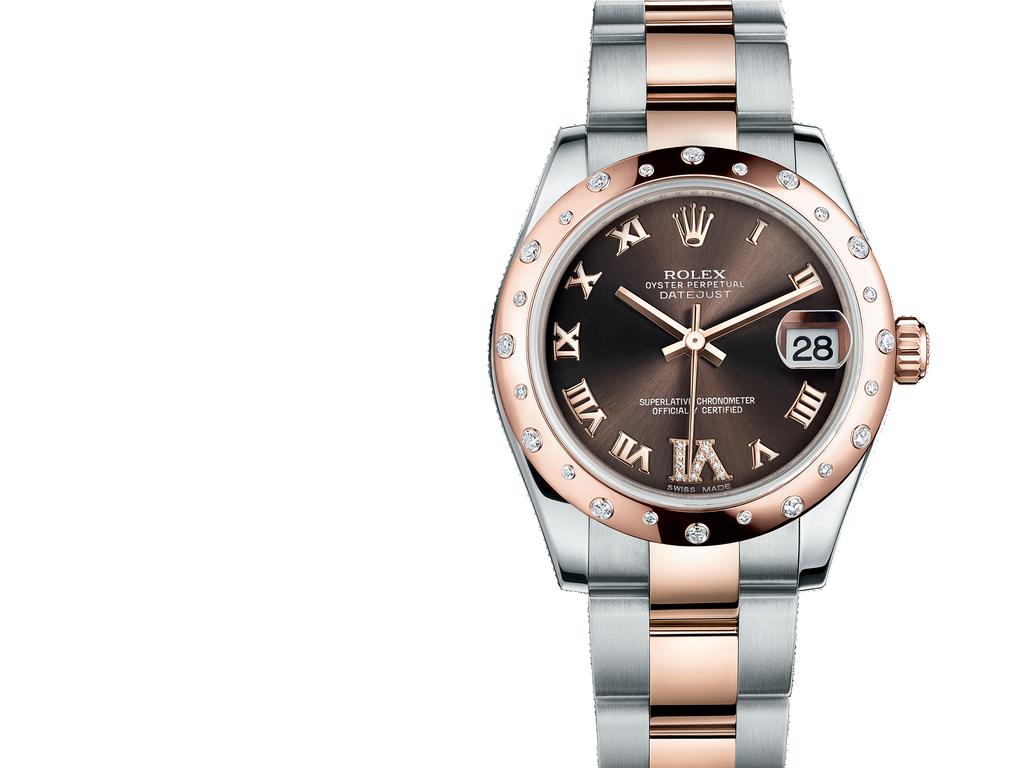 Oyster, 31 mm, steel, Everose gold and diamonds DATEJUST