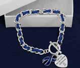 A flexible bangle bracelet that has the words We re In This Together with dark blue ribbons. Adult: (B-22-8WT) Size: 7 1/2 in.