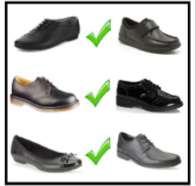 Trainers, regardless of colour, boots of any description, backless shoes, or trainer style shoes displaying their logo, even in black, are NOT permitted.
