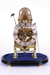 656. Vincenti et Cie A gilt-metal & marble mantel clock, the eight day duration movement having a platform cylinder escapement and striking the hours & half hours on a bell, the backplate stamped