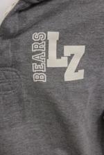 Gray Zip Hoodie Sweatshirt LZHS on front Bear in distressed gray on front Dk.
