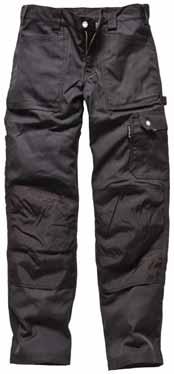 POCKET TROUSERS - EH26800 Two back patch pockets, one with stud fastening. Hammer loop. Zip fastened with metal button waistband attachment. Velcro adjustment on waist.