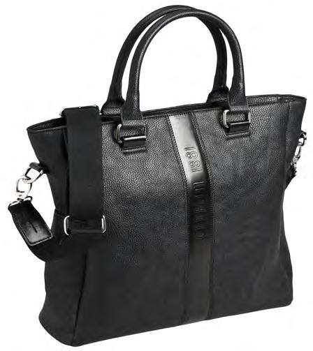 Black textured imitation leather bag Black cotton lining Zipped closure