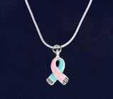 Pink/Blue Ribbon Necklaces & Charms Large Ribbon Necklace.