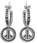 - Silver and Black CZ Pave Q60-8052 Small Hoops with