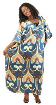 90 Bright Geometric Kaftan Blue and Brown Vintage-Patterned Kaftan Grab the spotlight in this striking, colorful kaftan Get vintage style with an African twist with this featuring popular geometric