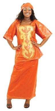 Fits up to a 45 bust, 31 shirt length, 70 wrap skirt, and 50 skirt length. Made in Ghana. C-WS240 $79.