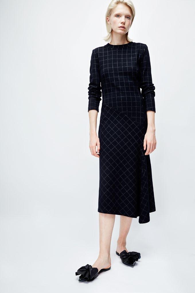 LEVI DRESS ASYMMETRIC WOOL DRESS WITH A DRAPED DETAIL IN FRONT