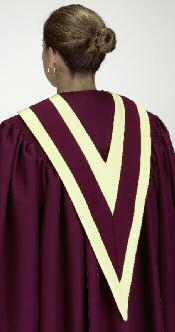 All style robes may be worn with or without a stole accent. Call to have a personal assistant assigned to your project.