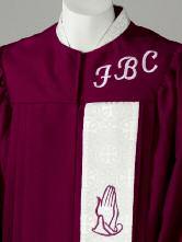 See pages 78-79 for more Brocade Fabric selections. Monograms, symbols and lettering bring a high level of style to any robe or accessory.