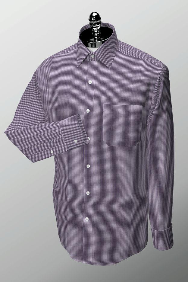 9) Lavender Mini-Gingham Dress Shirt Fabric: H51 Collar: Spread Cuff: Single Button Mitered Placket: with Placket Pocket: Mitered Bring color to the professional wardrobe, it s ok to wear more than