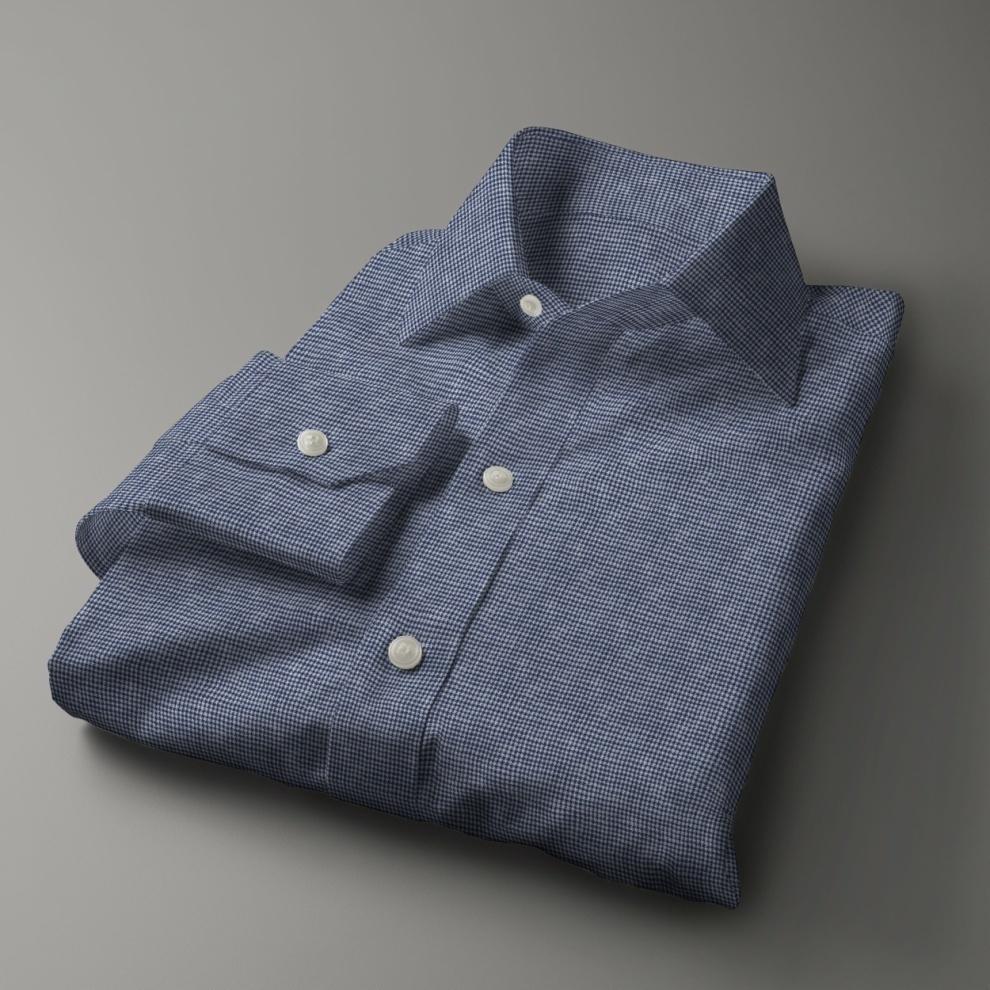 4) Blue Houndstooth Linen Sportshirt Fabric: H64 Collar: Spread, Soft Collar Cuff: Single Button